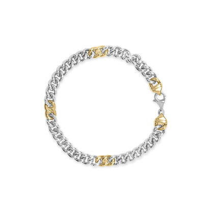 Style Loft Collection Curb Chain 10K Yellow Gold Plated .925 Sterling Silver 1/5 Ctw Diamond Bracelet (J-K Color, I2-I3 Clarity) - 7.5 Inches