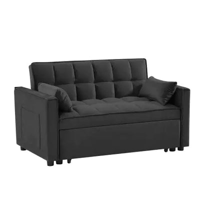 Style Loft Collection Velvet 3-in-1 Sleeper Loveseat Sofa with Pullout Bed - Black