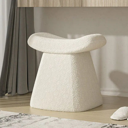 Style Loft Collection Plush Cashmere and Solid Wood Minimalist's Dream Vanity Stool