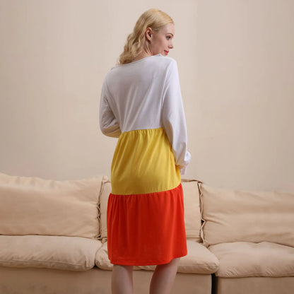 Style Loft Collection Rainbow Pop V-neck Long-Sleeve Maternity Dress