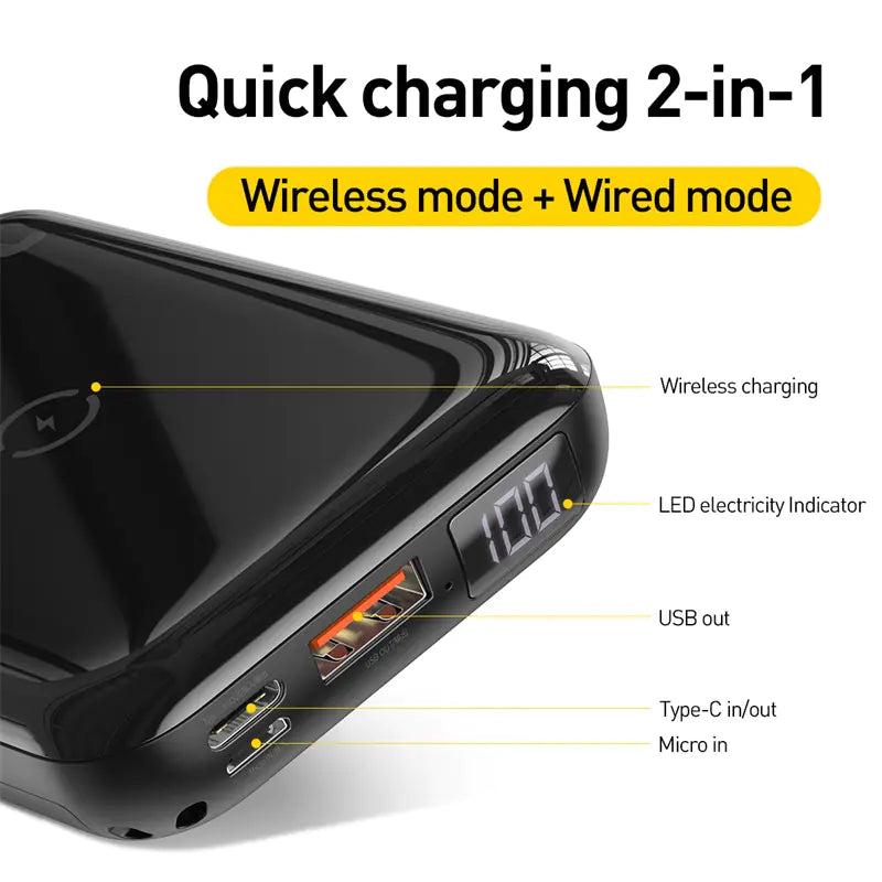 Style Loft Collection CyberStyle Wireless Fast Charging Power Bank with LED Display
