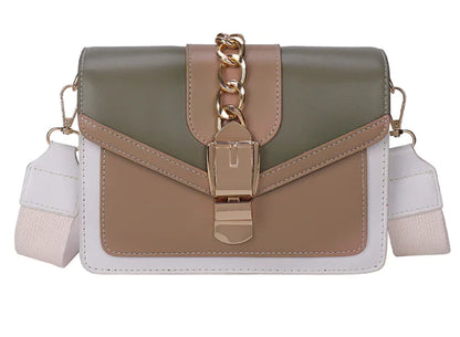 Style Loft Collection Gold Buckle Vegan Leather Diamond Chain Bag