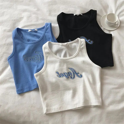 Style Loft Collection Embroidered Angel Cropped Tank Top