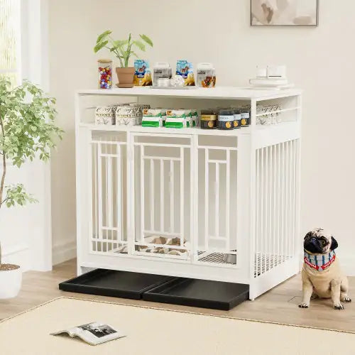Style Loft Collection 43 Inch Deluxe Wooden Dog Kennel with Storage