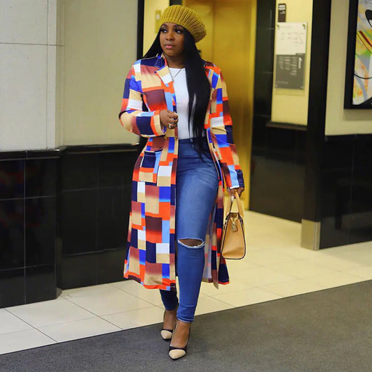 (.12) Style Loft Collection Long Sleeve African Trench Coat