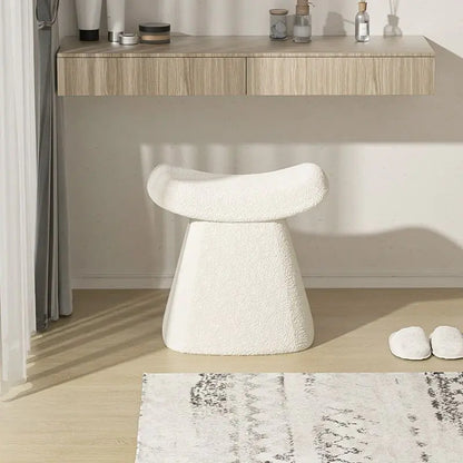 Style Loft Collection Plush Cashmere and Solid Wood Minimalist's Dream Vanity Stool