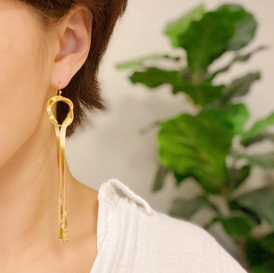 Style Loft Collection 18kt Herringbone Chain Drop Earrings