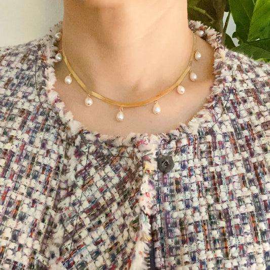 Style Loft Collection 18kt Pearl Drop Herringbone Necklace