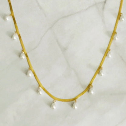 Style Loft Collection 18kt Pearl Drop Herringbone Necklace
