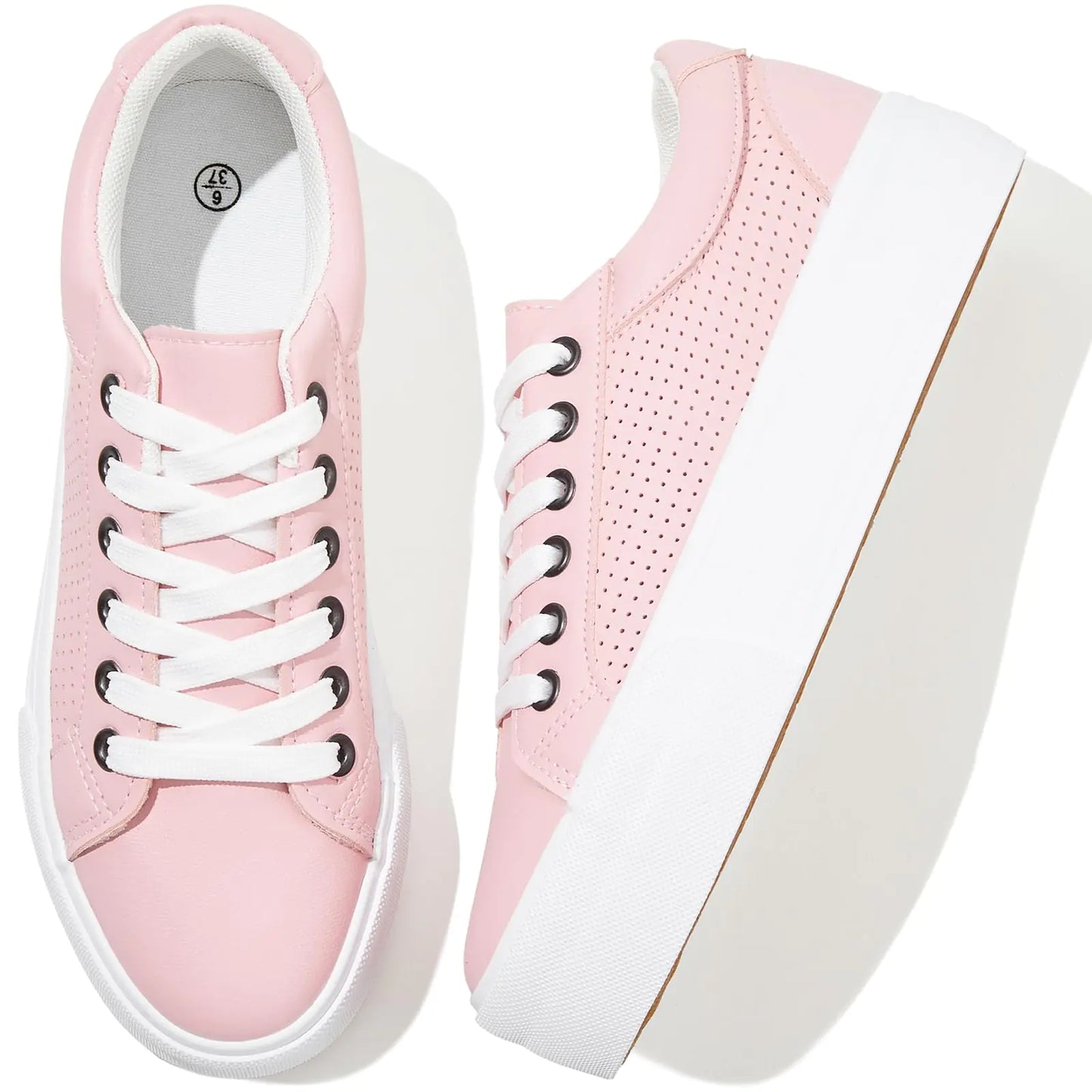 Style Loft Collection Adokoo Womens Low-Profile Platform Sneakers, Pink and White