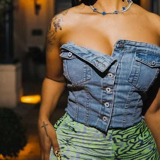 Style Loft Collection Denim Button Vest