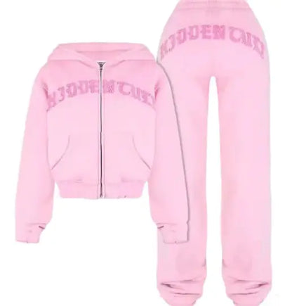 Style Loft Collection Hooded Cropped Sweatshirt And Trousers