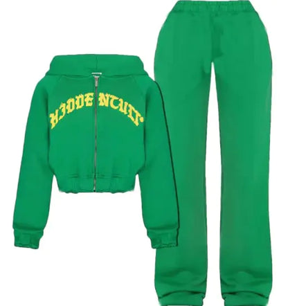 Style Loft Collection Hooded Cropped Sweatshirt And Trousers