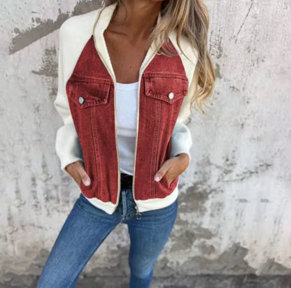 Style Loft Collection Hooded Denim Patchwork Jacket
