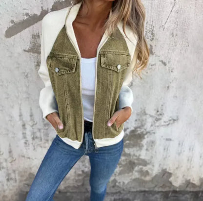 Style Loft Collection Hooded Denim Patchwork Jacket