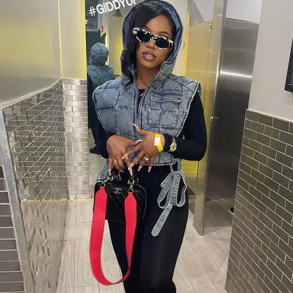 Style Loft Collection Hooded Denim Vest Jacket