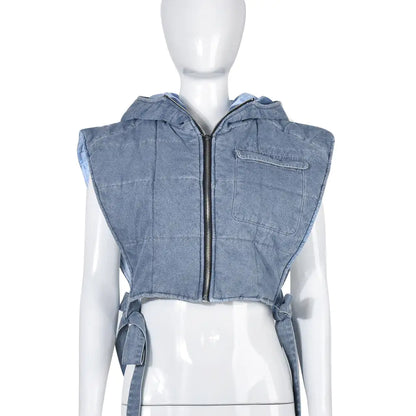 Style Loft Collection Hooded Denim Vest Jacket