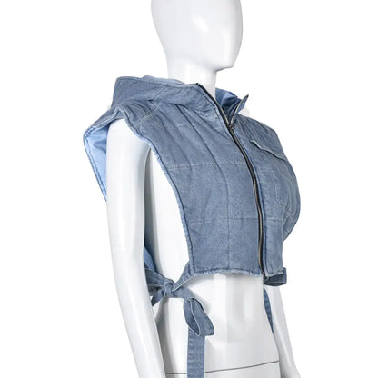 Style Loft Collection Hooded Denim Vest Jacket