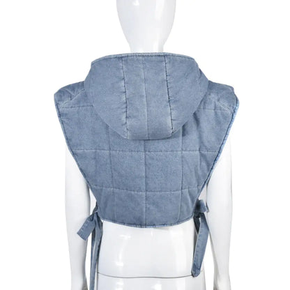 Style Loft Collection Hooded Denim Vest Jacket