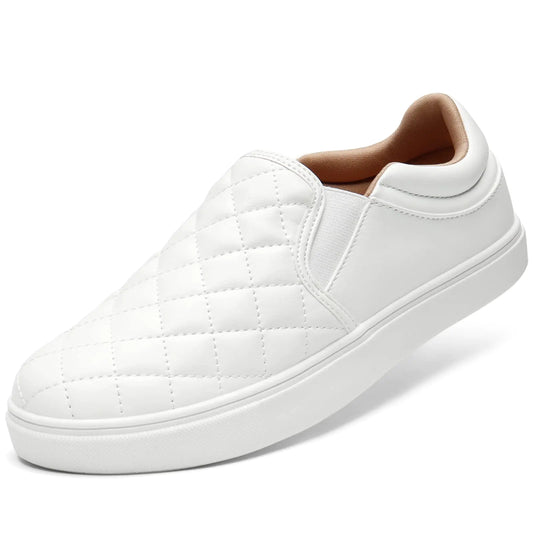 Style Loft Collection STQ Slip On Cloud Comfort Loafers for Women, White on White