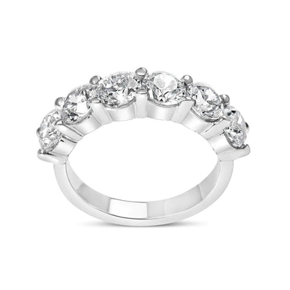 Style Loft Collection Band Ring 14K White Gold 3.0 Ctw Lab-Grown Diamond Shared Prong Set 6 Stone (G-H Color, VS2-SI1 Clarity)