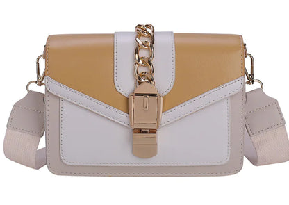 Style Loft Collection Gold Buckle Vegan Leather Diamond Chain Bag
