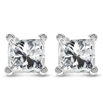 Style Loft Collection 14K White Gold Princess Cut Lab-Grown Diamond Solitaire Stud Earrings (F-G Color, VS2-SI1 Clarity)