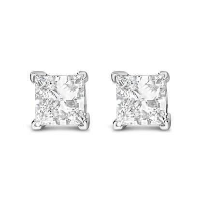 Style Loft Collection 14K White Gold Princess Cut Lab-Grown Diamond Solitaire Stud Earrings (F-G Color, VS2-SI1 Clarity)