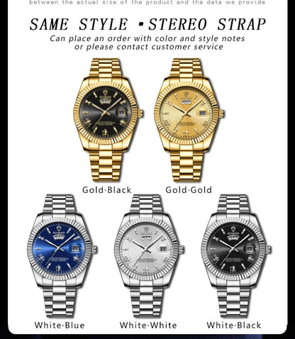 Style Loft Collection Plan-les-Ouates Steel Belt Waterproof Double Calendar Luminous Watch