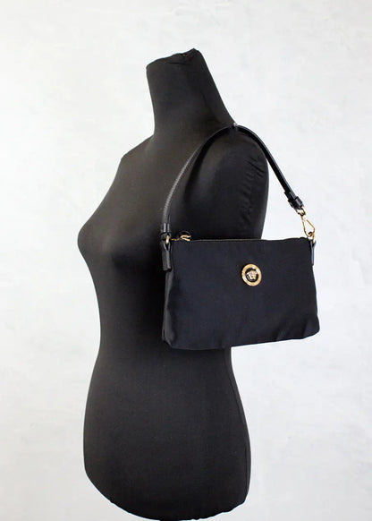 Style Loft Collection x Versace Small Flat Black Medusa Coin Nylon Fabric Pouch