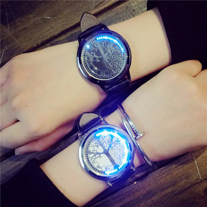Style Loft Collection Round LED Leather Couples Watch