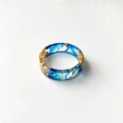 Style Loft Collection Handmade Dried Flowers and Gold Foil Resin Ring