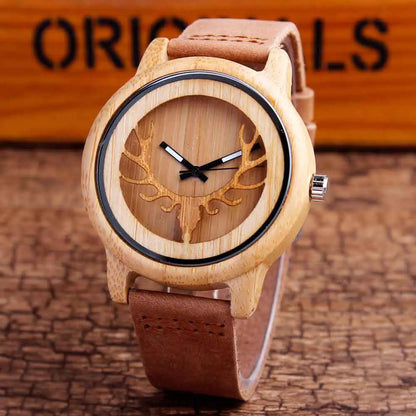 Style Loft Collection Genuine Leather Sandalwood Timepiece