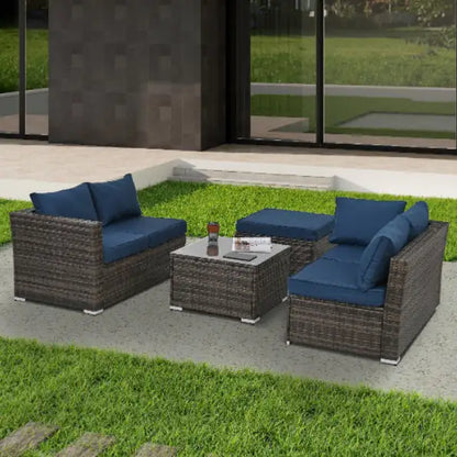 Style Loft Collection All-Weather Wicker Patio Set with Glass Table
