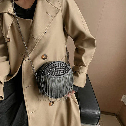 Style Loft Collection Round Tassel Crossbody Shoulder Bag