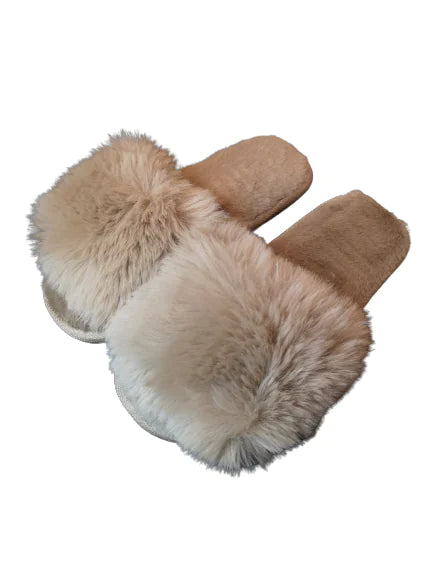 Style Loft Collection Open Toe Fluffy Slider Slippers