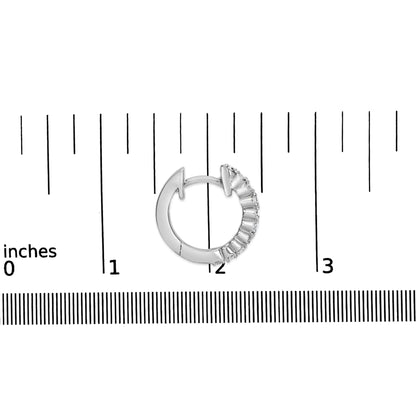 Style Loft Collection .925 Sterling Silver 1/6 Ctw Diamond Petite Hoop Earrings (I-J Color, I2-I3 Clarity)