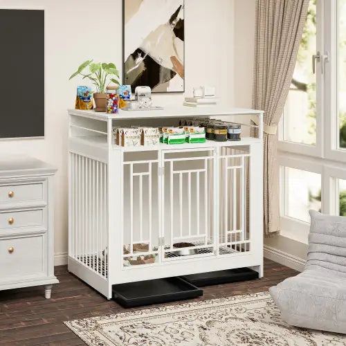 Style Loft Collection 43 Inch Deluxe Wooden Dog Kennel with Storage