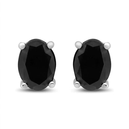 Style Loft Collection Black Diamond 14K White Gold 1/2 Ctw Round Brilliant-Cut Classic 4-Prong Stud Earrings with Screw Backs (Fancy Color-Enhanced, I2-I3 Clarity)