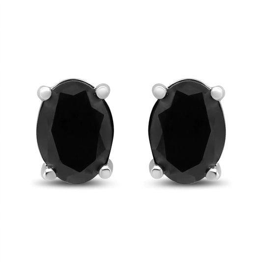 Style Loft Collection Black Diamond 14K White Gold 1/2 Ctw Round Brilliant-Cut Classic 4-Prong Stud Earrings with Screw Backs (Fancy Color-Enhanced, I2-I3 Clarity)