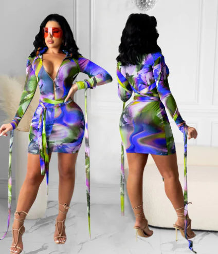 Style Loft Collection Printed Mesh See-Through Dress