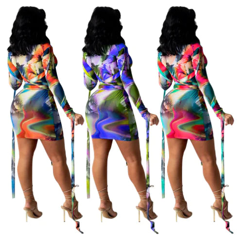 Style Loft Collection Printed Mesh See-Through Dress