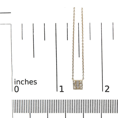 Style Loft Collection 10K Yellow Gold 1/10 Ctw Round and Baguette Diamond Mosaic Composite Square 18" Inch Pendant Necklace (H-I Color, I1-I2 Clarity)