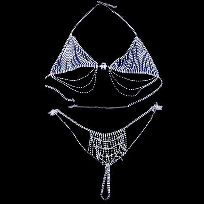 Style Loft Collection Rhinestone Tassel Bikini Set