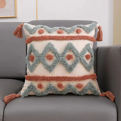 Style Loft Collection Canvas Tufted Throw Pillowcase with Tassels