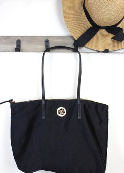 Style Loft Collection x Versace Medium Black Nylon La Medusa Shoulder Tote Bag