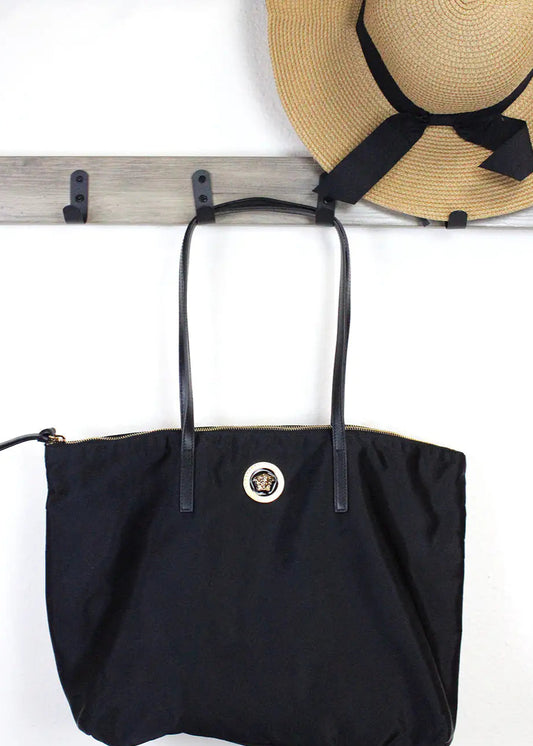 Style Loft Collection x Versace Medium Black Nylon La Medusa Shoulder Tote Bag