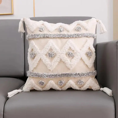 Style Loft Collection Canvas Tufted Throw Pillowcase with Tassels