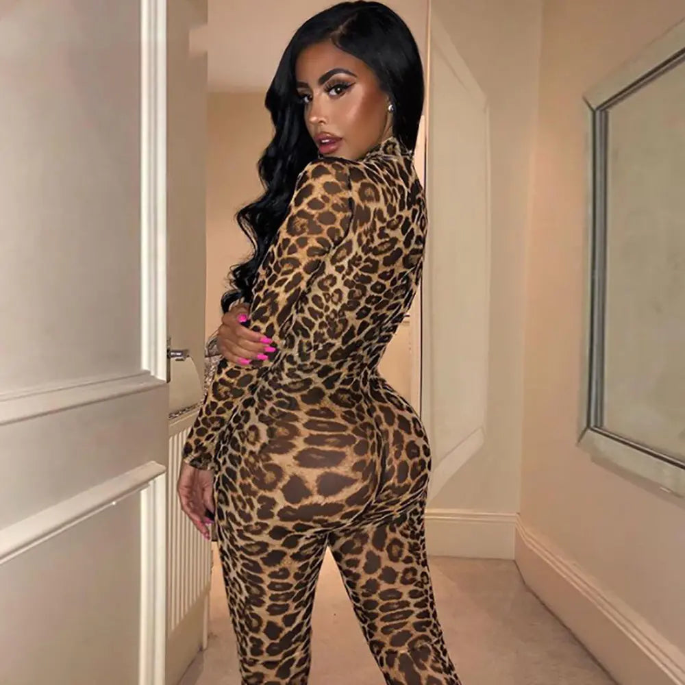 Style Loft Collection Papillon Noir Leopard Print Jumpsuit