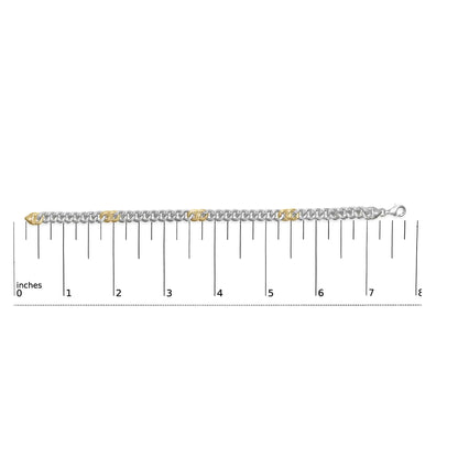 Style Loft Collection Curb Chain 10K Yellow Gold Plated .925 Sterling Silver 1/5 Ctw Diamond Bracelet (J-K Color, I2-I3 Clarity) - 7.5 Inches